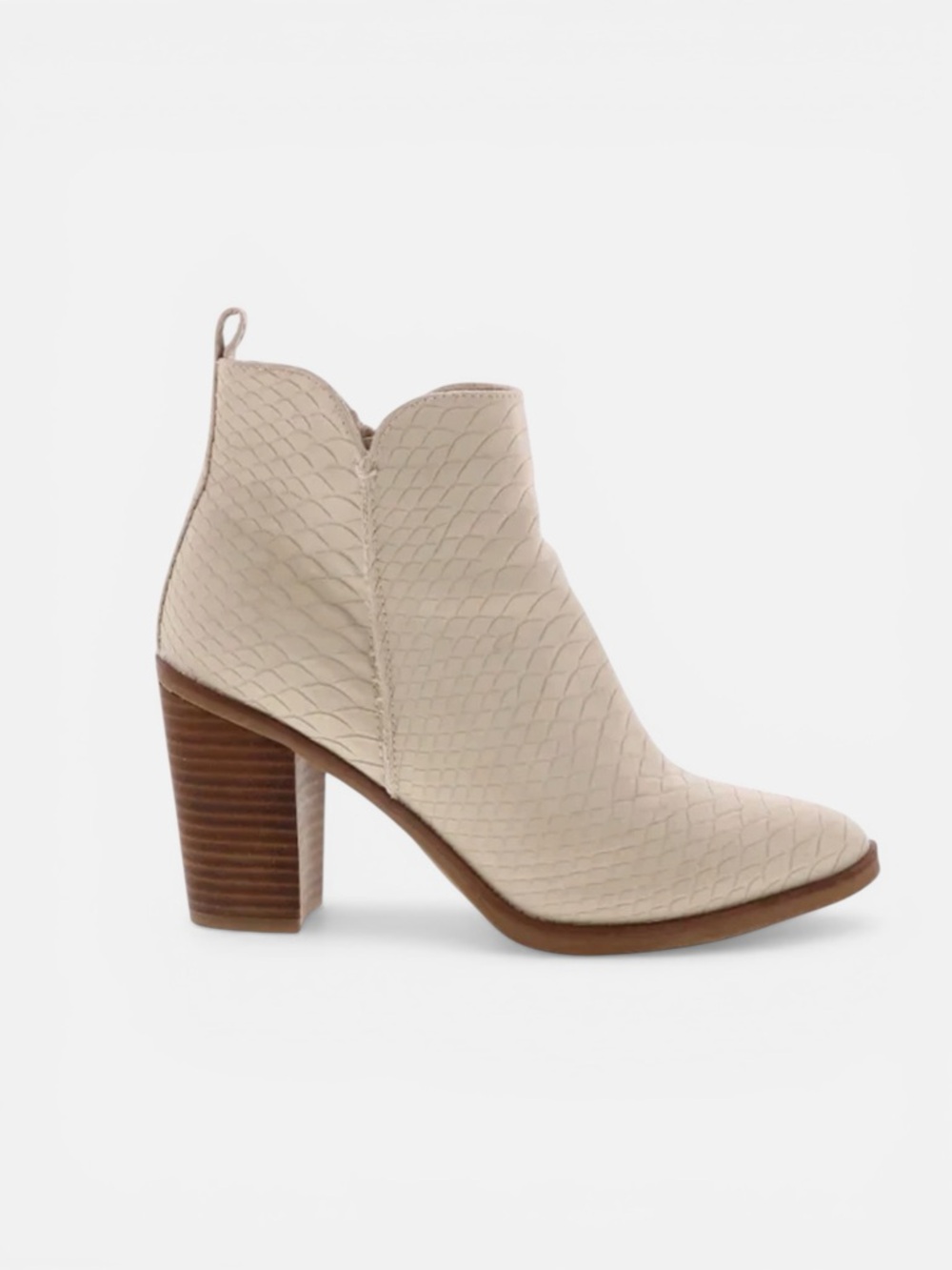Mia Barby Ivory Python Side Zip Ankle Bootie